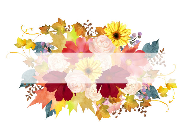 水彩秋天花与框架图片下载