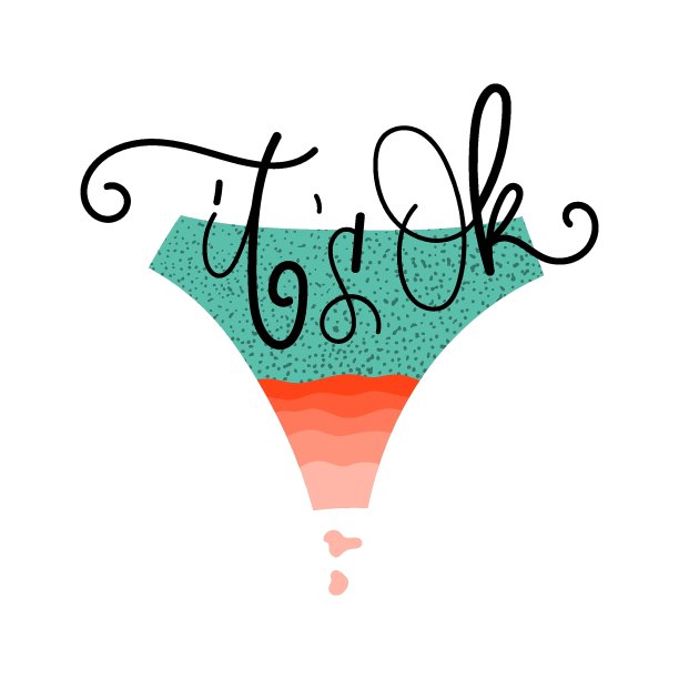 女性月经风格化的棉质丝质内裤上写着“没关系”。图片下载