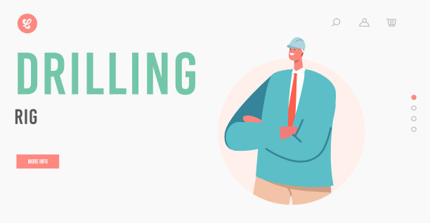 钻井平台登陆页面模板。穿制服的产业工人。石油或天然气开采行业工作图片下载