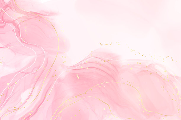 柔和的玫瑰粉红色液体水彩背景与金色的裂缝。腮红大理石酒精油墨的绘画效果。矢量插图设计模板的婚礼邀请，菜单，回复图片下载