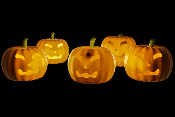 黑色背景上的万圣节南瓜图片下载