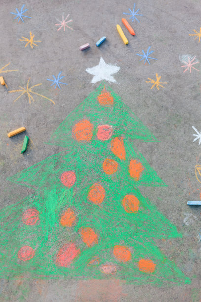 用粉笔画的圣诞装饰图片下载