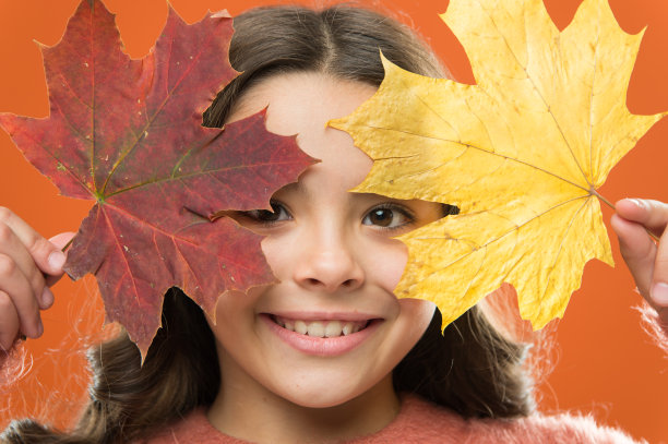 秋天的快乐。秋天的孩子。天气的变化。穿毛衣的女孩。秋天的心情。学校的时间。童年的幸福。秋天的季节。落叶堆。快乐的小女孩带着枫叶图片下载