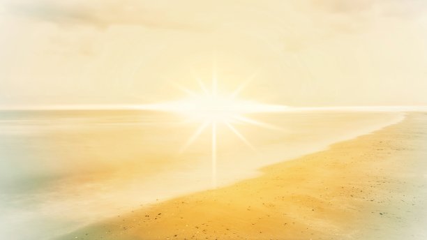 插图的日落天空和大海图片下载