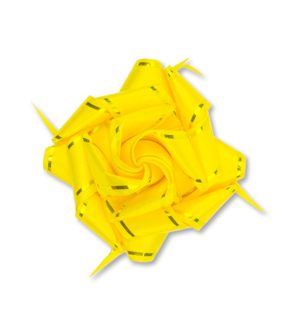 黄色圣诞节蝴蝶结丝带孤立在白色背景与修剪路径图片下载