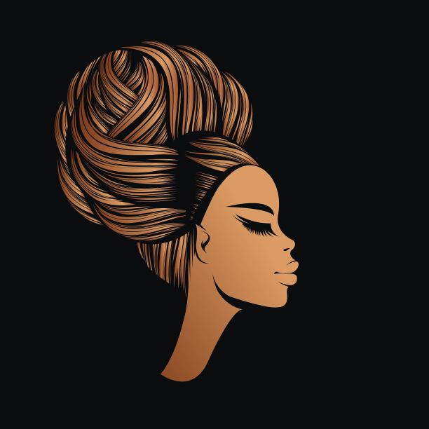 非洲式发型发型。美发厅、美容院女性插画。图片下载
