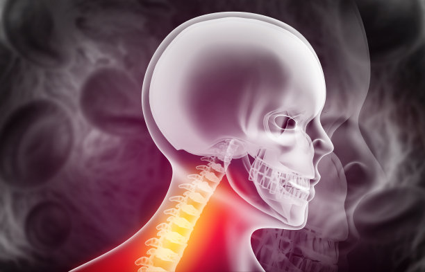 颈部疼痛，颈椎骨骼x线，三维图图片下载