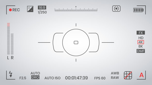 相机取景器视频或照片框记录器平面风格设计矢量插图。图片下载