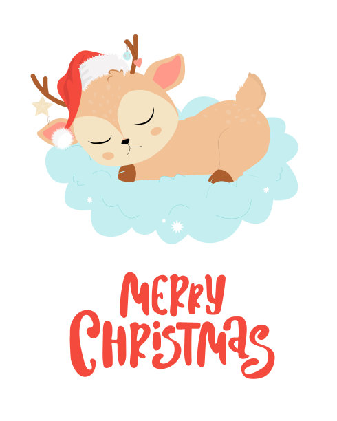 圣诞贺卡和可爱的卡通睡美人。图片下载