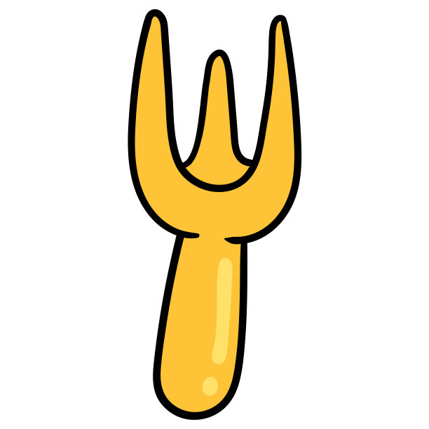 食物叉工具。卡通表情符号。涂鸦图标绘制，矢量插图图片下载