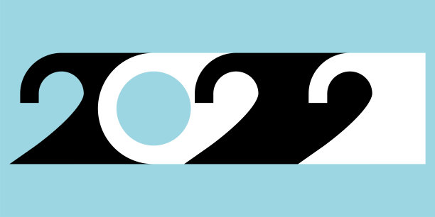 向量。2022年新年快乐标志文字设计。设计模板与2022印刷标志。2022年新年快乐符号集。极简主义背景的品牌，旗帜，封面，明信片。图片下载