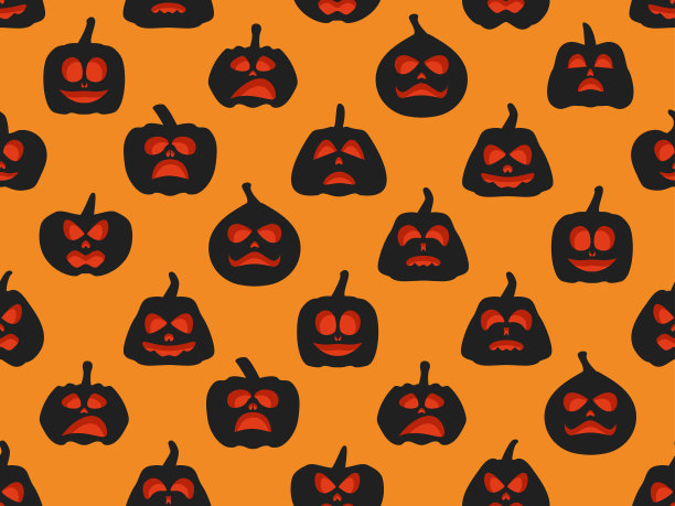 万圣节南瓜无缝图案。南瓜灯包装纸，横幅和广告材料。矢量图图片下载