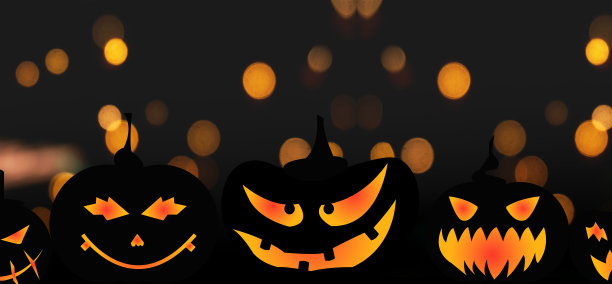 万圣节背景与南瓜在散景背景图片下载