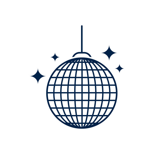 迪斯科灯图标标志模板隔离在白色背景。图片下载