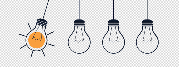灯泡想法策略概念-矢量插图孤立的透明背景图片下载