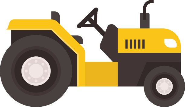 智能拖拉机概念，紧凑型DIY小型土地拖拉机矢量图标设计，农业机械符号，工业农业车辆标志，农业设备库存插图图片下载