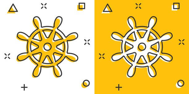 漫画风格舵轮图标图片下载