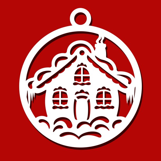 圣诞球和房子的剪影。图片下载