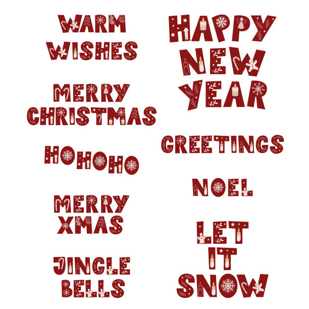 圣诞字母剪纸与问候引号。矢量插图。图片下载