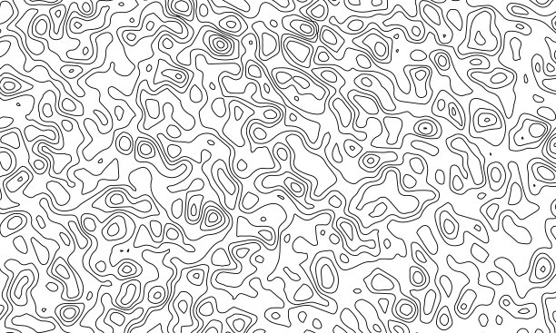 地形图线形图模式。黑色轮廓和纹理背景的地理制图地形孤立在白色。水平的旗帜。矢量图图片下载