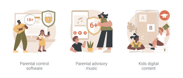 媒体内容限制技术抽象概念矢量插图。图片下载