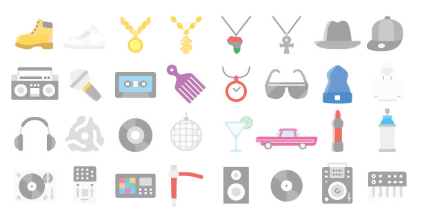 嘻哈图标套装(单色版)图片下载