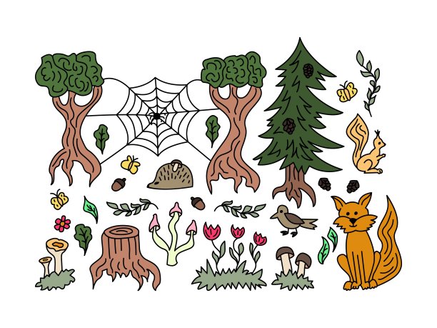 手绘森林。卡片、横幅、海报等插图图片下载