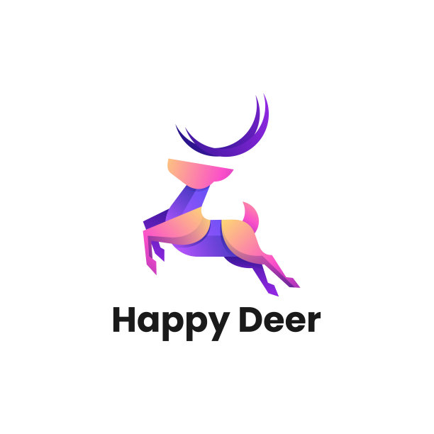 矢量插图鹿梯度彩色风格。图片下载