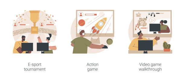 流行的电脑游戏抽象概念矢量插图。图片下载
