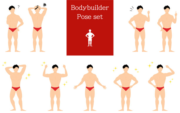 健美男摆姿势，问问题，担心，开膛破肚，指着图片下载