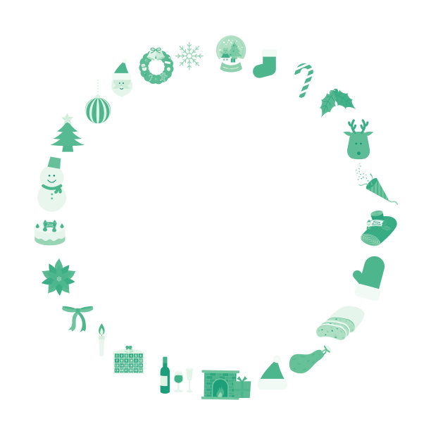扁平和可爱的圣诞插图集图片下载