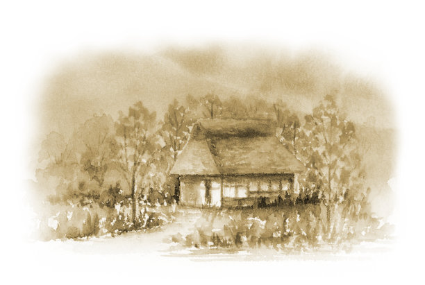 各种乡村景观的深褐色插图图片下载