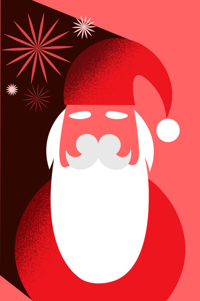 圣诞老人卡通插图明信片图片下载