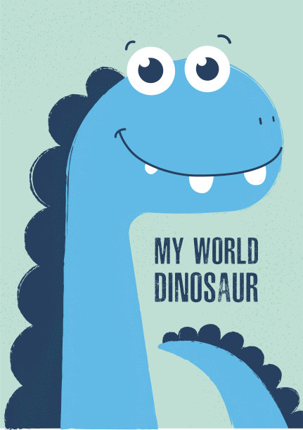 插图小恐龙可爱简单有趣的橙色儿童海报图片下载