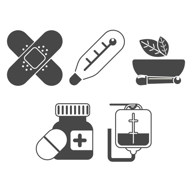 白色背景上的医学图标。灰色的医学符号。矢量图图片下载