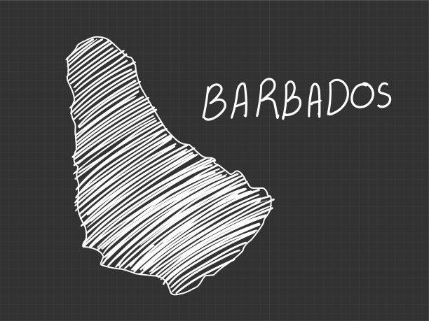 巴巴多斯地图手绘黑色背景。图片下载
