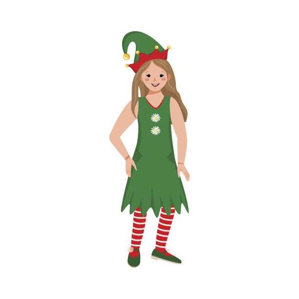 穿着节日精灵服装的女孩图片下载