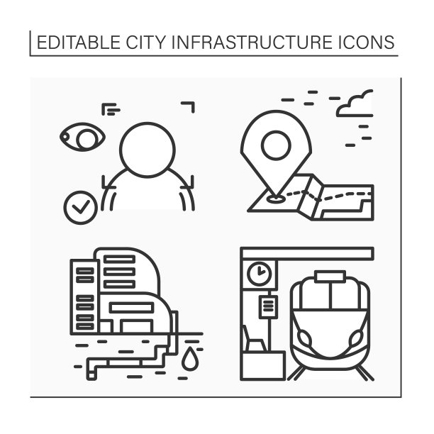 城市基础设施线路图标设置图片下载