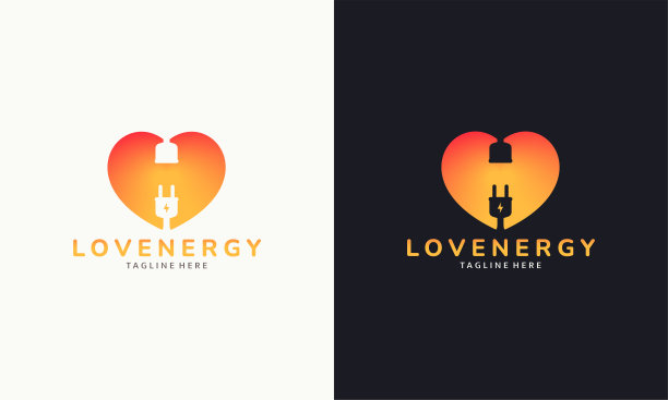 爱的能量的标志。创意现代心与电动充电器标志。插头的心。爱电力。图片下载