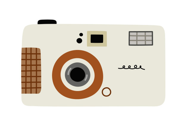 手绘米色胶卷相机。图片下载