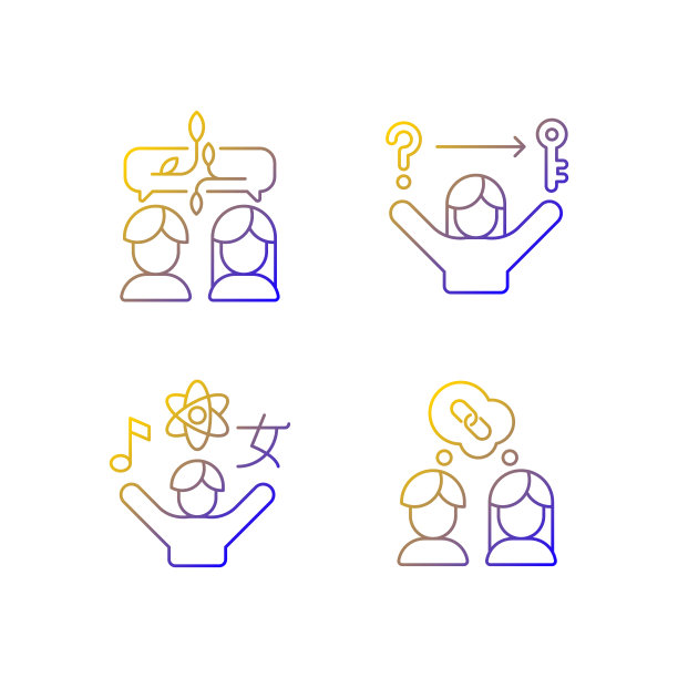 沟通技巧线性矢量图标集图片下载