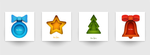 为封面，邀请，海报，横幅，传单，标语牌设置背景。最小的模板设计品牌，广告与剪纸风格的冬季圣诞构图。矢量插图。图片下载