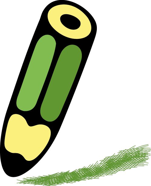 绿色铅笔的卡通插图。图片下载
