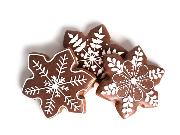 姜饼曲奇被孤立在白色背景上。Cristmas饼干孤立图片下载