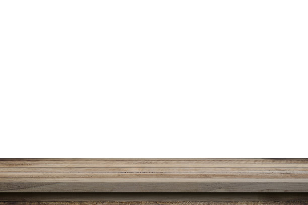 空木桌隔离白色背景和显示蒙太奇复制空间的产品。图片下载
