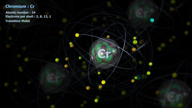 铬原子与详细的核心及其24个电子与原子图片下载