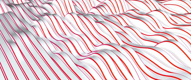 白色与红色抽象，现代条纹背景- 3D插图图片下载