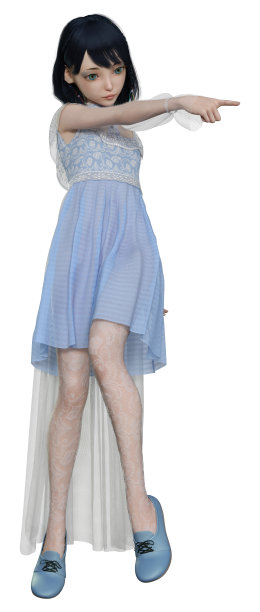 3D插图漂亮的娃娃在白色图片下载