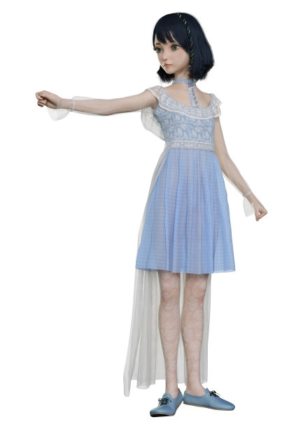 3D插图漂亮的娃娃在白色图片下载