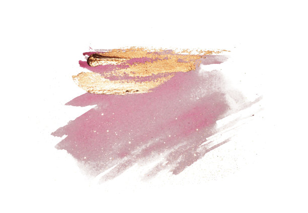 抽象金色和粉红色水彩污渍在白色背景图片下载
